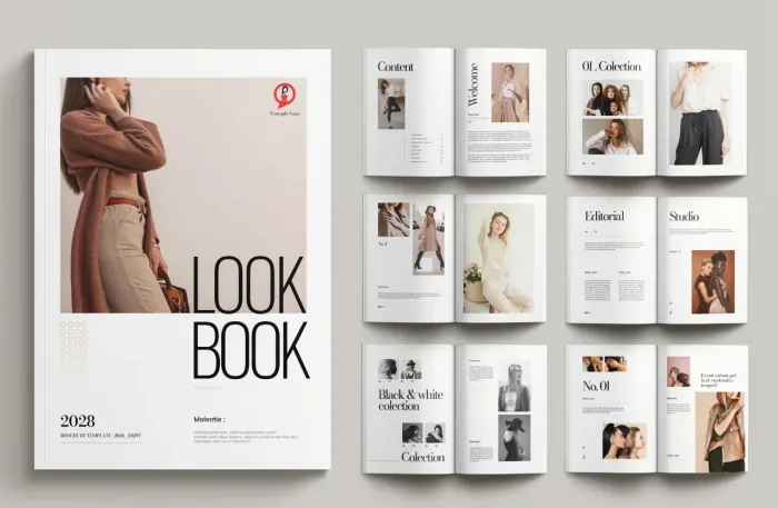 时尚杂志Look Book排版布局InDesign模板
