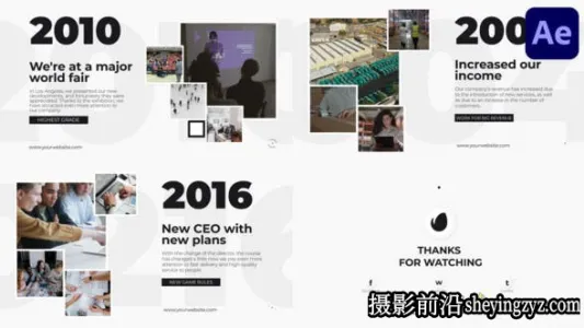 AE模板-时间线视频片头模版 Clean Corporate Timeline Presentat
