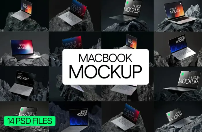 MockupCloud - 14种MacBook笔记本样机模型合集