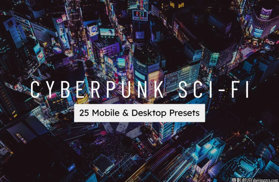 赛博朋克城市夜景调色LR预设及LUT预设 Cyber​​punk Lightroom