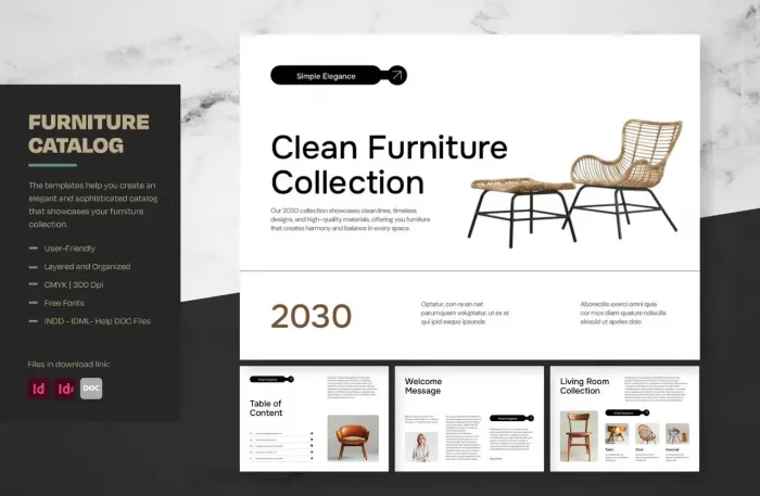 极简家具产品目录排版设计InDesign模板