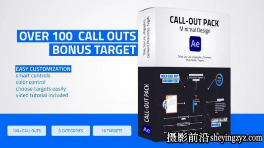 AE模板-100组呼叫指示线动画模板 Unique Call – Outs Pack