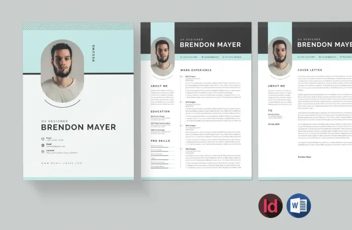 独特的简历排版设计模板InDesign，Word双格式