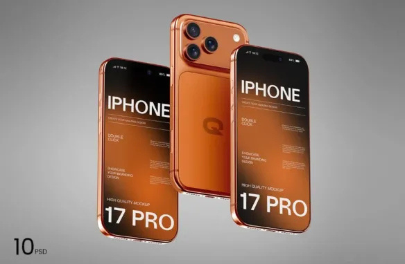 iPhone 17 Pro 渐变背景PS样机模型