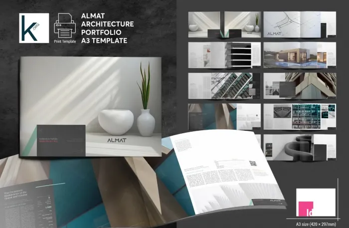 ALMaT建筑作品集A3模板设计InDesign模板
