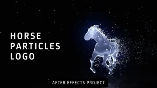 AE片头模板-骏马奔跑粒子动画模板- Horse Particles Logo