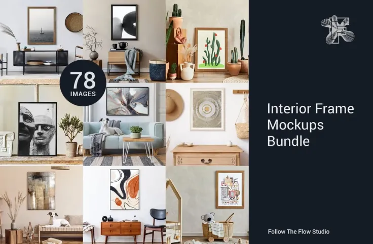 MockupCloud -78种 室内设计艺术作品相框框架PSD样机模型大合集