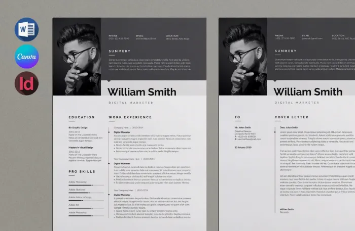 简历排版布局设计InDesign模板Canva、Word