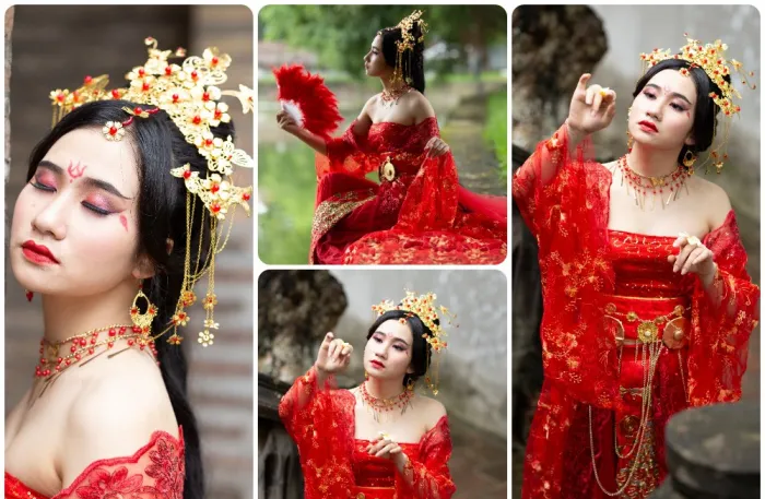 古装红裙美女RAW原图素材,人像调色练习RAW素材23张
