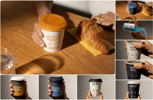 Mockup Maison-71种网红品牌袋子果汁饮料咖啡餐巾纸包装模型