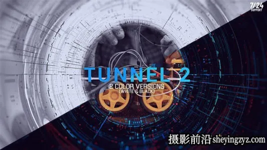 AE模版下载-科技感隧道视频片头展示动画模板- Tunnel 2
