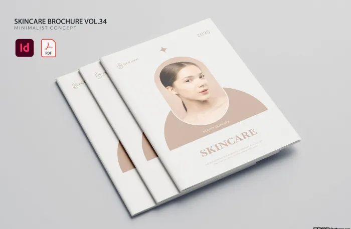 美容护肤手册排版布局InDesign模板  Vol.34