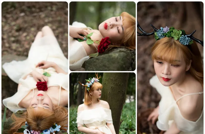 森系精灵美女写真人像摄影后期调色练习RAW原图素材10张