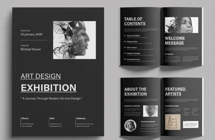 艺术家声明传记艺术展览作品集InDesign模板