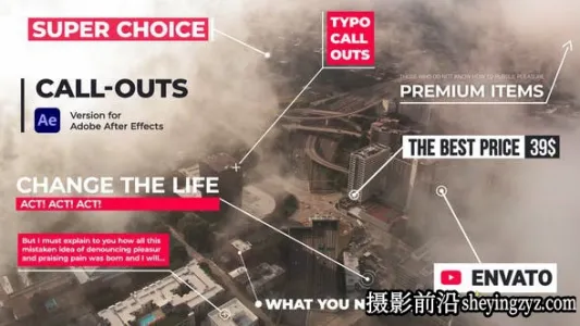 AE模板-30组科技感呼叫指示线动画模板 Call-Outs