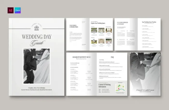 婚礼场地指南手册及信息包模板InDesign模板