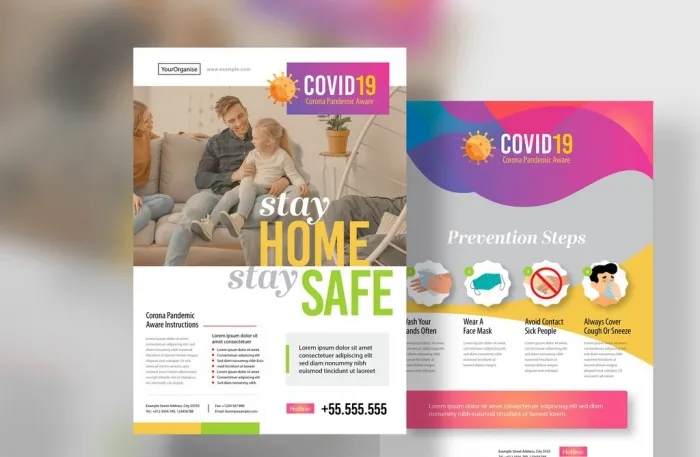 Covid-19 医疗传单布局InDesign模板