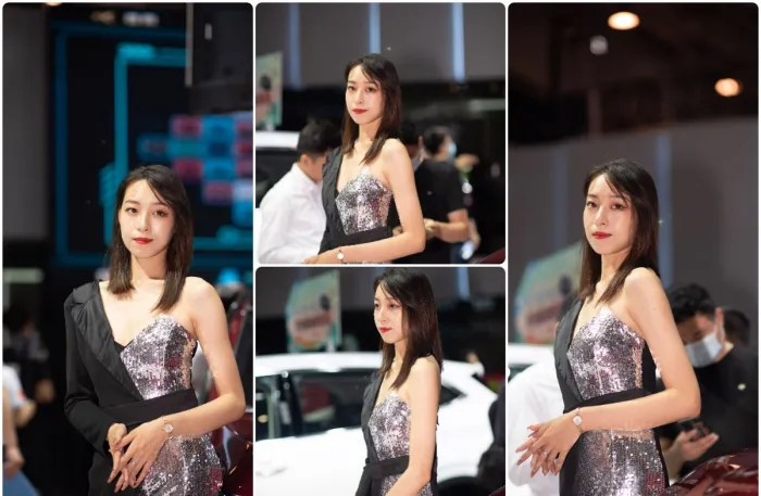 青岛车展美模美女人像免费RAW原图7张,修图练习RAW素材