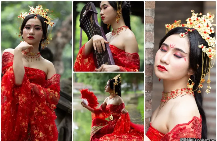 古筝唐华服美女人像RAW格式原图,后期练习RAW素材23张
