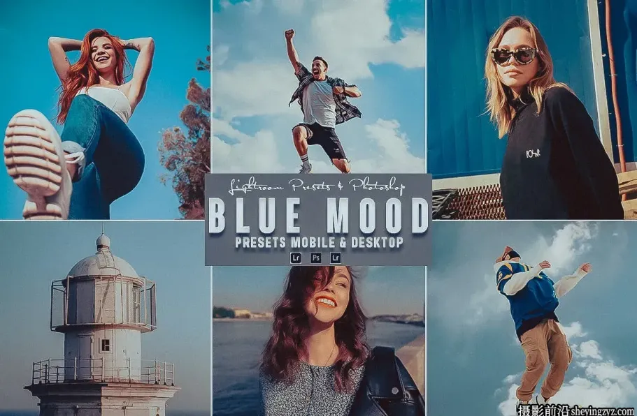 电影情绪人像摄影调色LR预设手机滤镜 Blue Mood Lightrom Presets