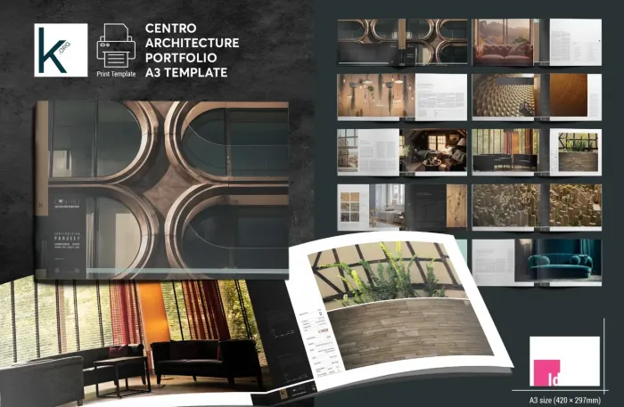 摄影师设计师建筑作品集架构组合 A3 InDesign模板