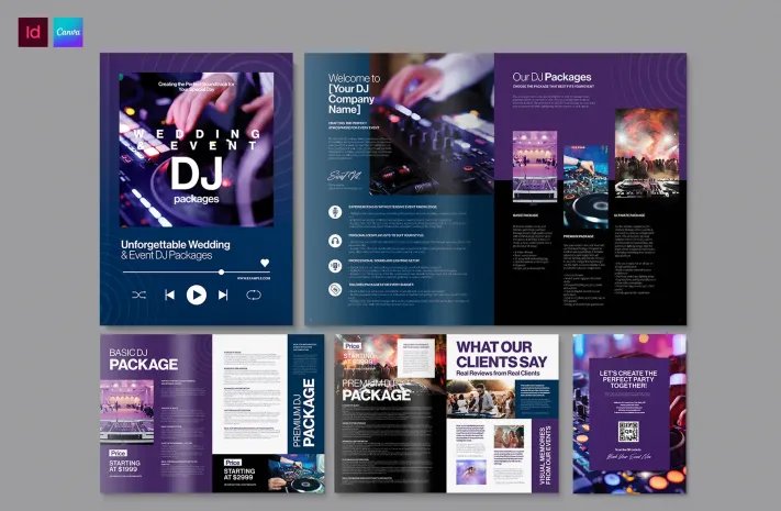 夜总会活动及婚礼DJ租赁DJ手册InDesign模板