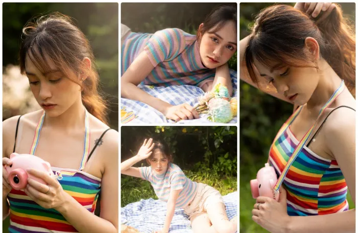 户外草地上的吊带女孩写真RAW原图,系统练习RAW素材36张