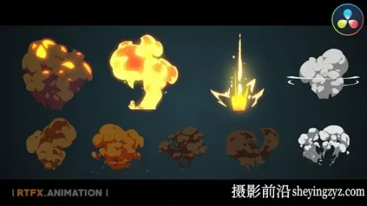 达芬奇模板-手绘卡通闪电2D特效爆炸元素模板 VH-37780795