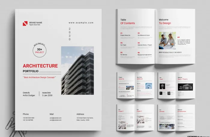 建筑师设计师架构组合布局InDesign模板