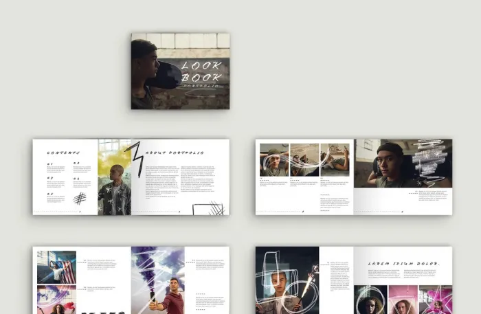 带有手绘元素的 Lookbook 布局InDesign模板