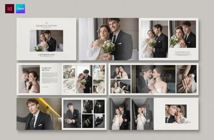 婚礼照片册和婚礼摄影相册InDesign模板