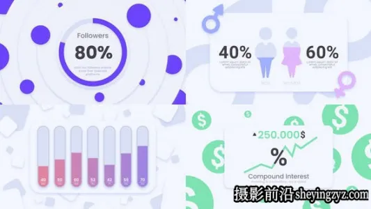 AE模板-信息数据图表展示动画模版 Colorful Infographics