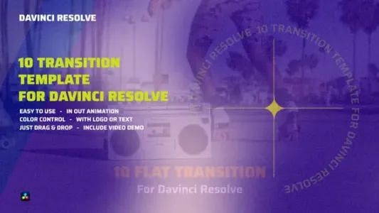 达芬奇模板-Davinci Resolve平面过渡转场模板 VH-56783174