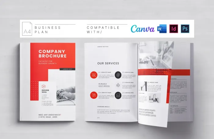 公司企业手册排版布局设计InDesign模板Canva模板