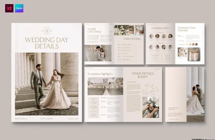 婚礼计划策划指南模板InDesign模板