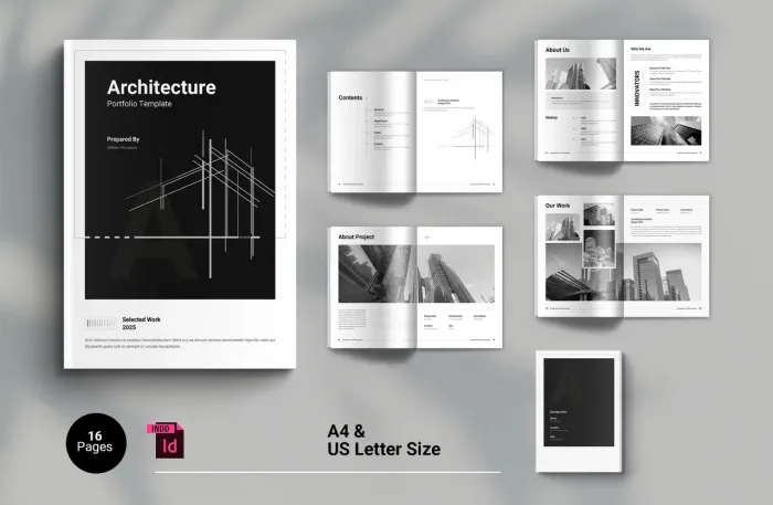 建筑手册作品集排版布局设计InDesign模板