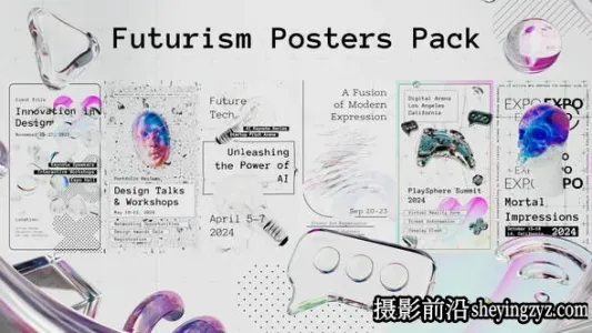AE模板-赛博朋克竖屏海报动画模版 Futuristism Poster Pack
