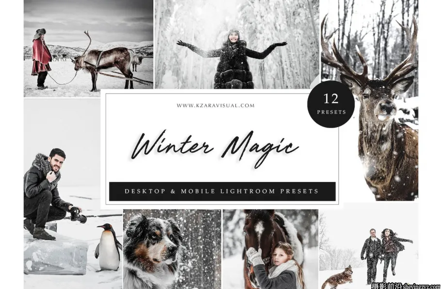 12种冬季电影人像后期调色免费lr预设Winter Magic Lightroom Presets