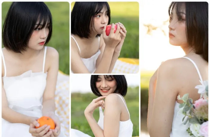 户外写真清纯美女摄影RAW原图练习素材-CR3格式12张