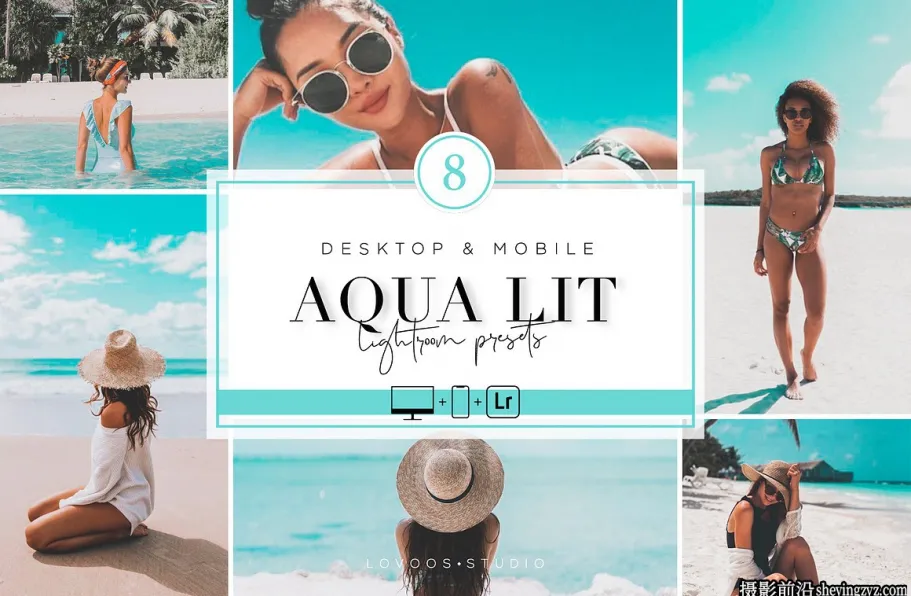 电影仿真胶片海滩人像LR预设手机预设 AQUA LIT -Lightroom Presets