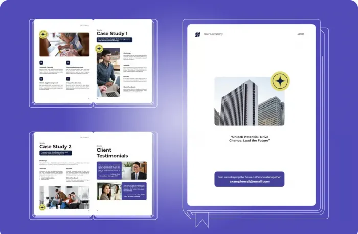 白紫现代公司宣传简介InDesign模板 • 002
