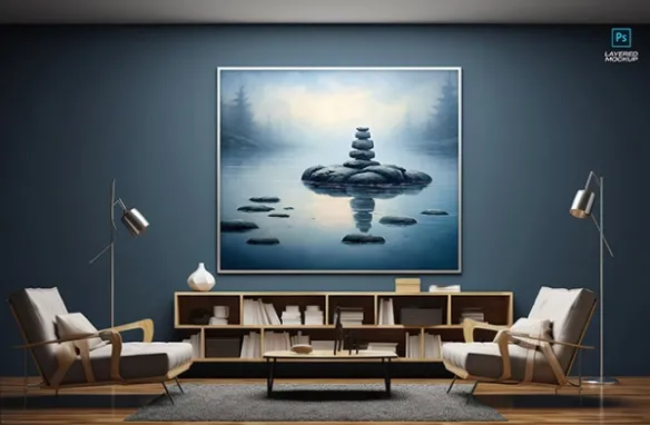 框架艺术品模板样机,画框样机模型