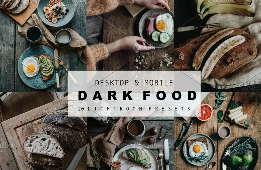 情绪美食胶片调色LR预设手机滤镜FOOD LIGHTROOM PRESETS